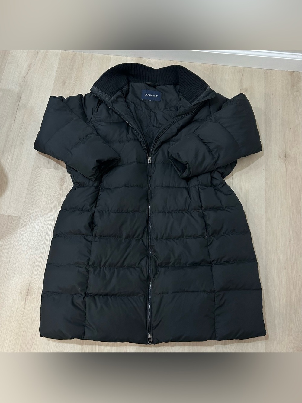 Lands End Black long Puffer